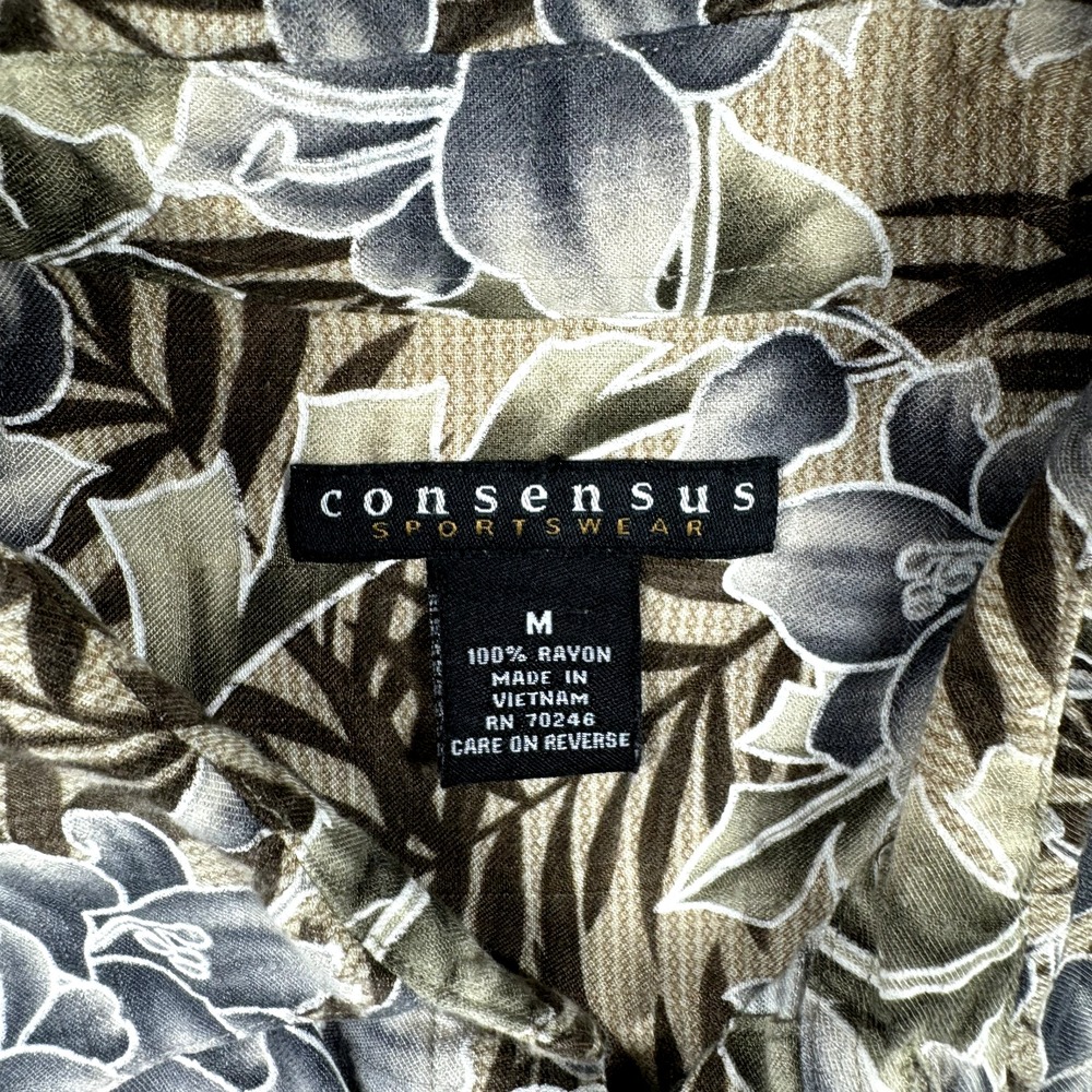 Consensus‎ Hawaiian Shirt Men M Floral Short Sleeve Rayon Aloha Surf Tiki Beach - Picture 6 of 10